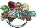 Genuine color Czech Crystal Rhodium Silver Ring