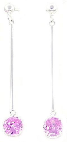 1.25 Pink Diamond CZ Matchstick Drop Earrings