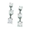 Genuine 1.00Ct 3-Stone Dangle Round Cut Diamond Earrings
