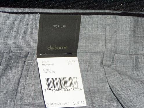 Claiborne Gray Pin Stripe Dress Slacks 30x32