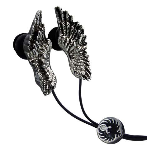 Wings Shaped Stainless Steel Jewelry Earphones Earbuds + iPhone Adapter New