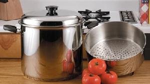 Precise Heat 24 Qt. 9 Element Waterless Stock Pot with Deep Steamer Basket