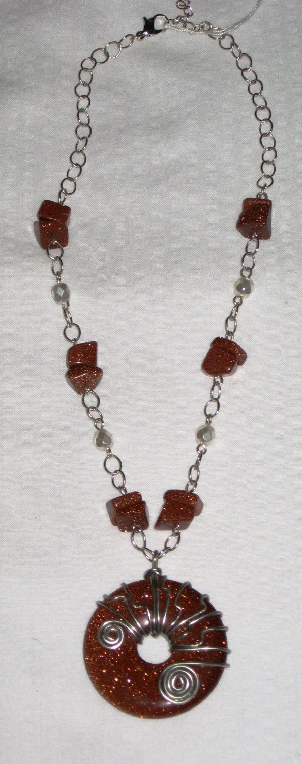 Wire Wrapped Goldstone Necklace