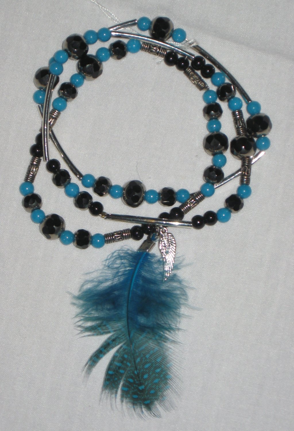 Blue Feather Bracelet Set