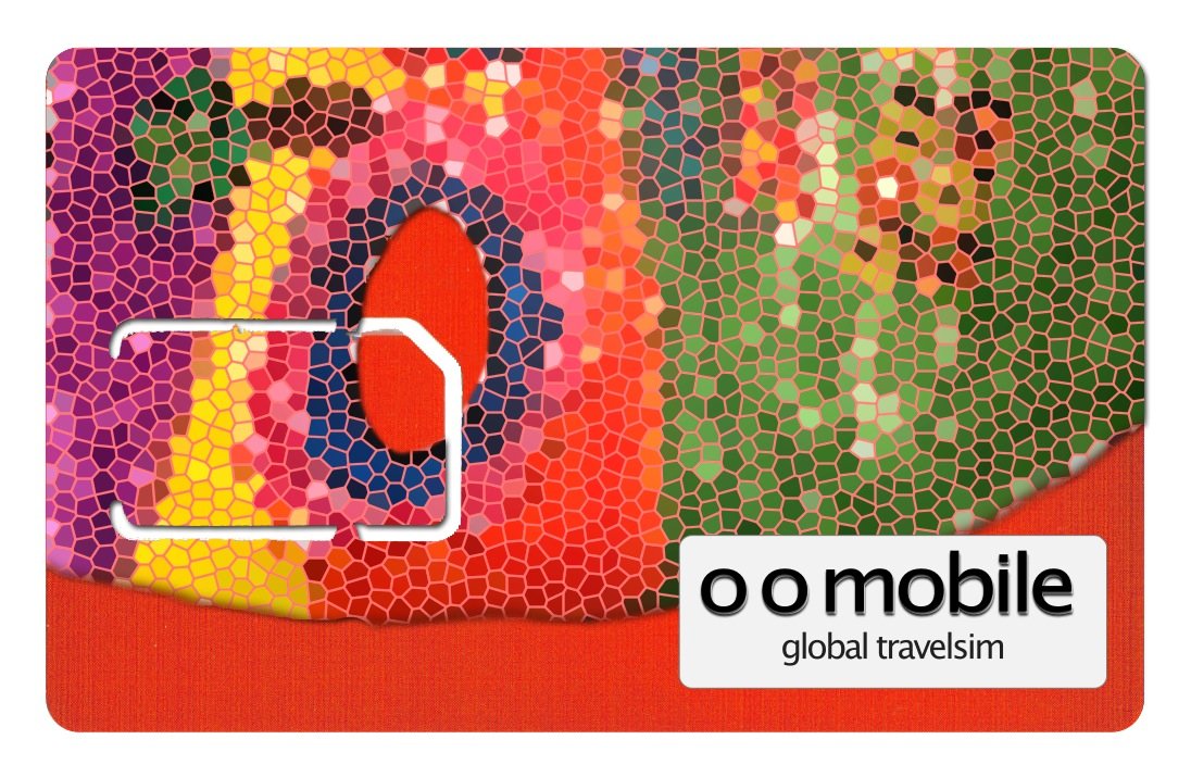 The O O Mobile Global TravelSim - #1 Global Roaming Sim Card with $5 loaded.
