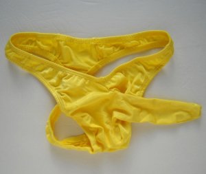 K356A HOT SEXY MEN THONG CONTOURED POUCH Sleeve Swim YELLOW