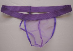 K037 HOT SEXY MEN'S C-THRU SHEER POUCH STRING THONG Purple