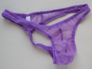K326M HOT SEXY MEN C-THRU CONTOUR POUCH THONG LOW RISE Purple
