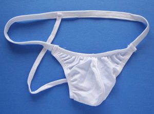 K447 HOT SEXY MEN SWIM STRING THONG CONTOURED POUCH White