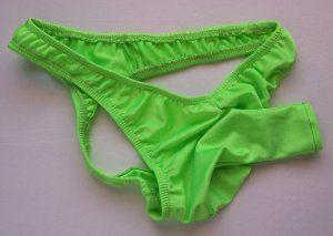 K356C HOT SEXT MEN SWIM THONG CONTOURED POUCH w/ SLEEVE Green