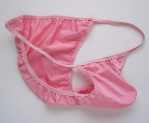 K448 MEN STRING BIKINI CONTOURED POUCH TANGA Lt.Pink M