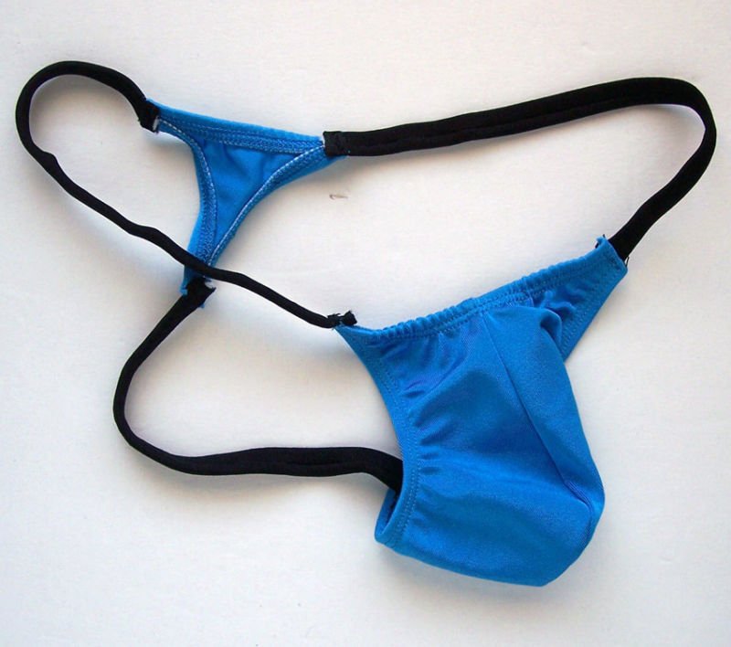 RC449 C45 Hot Men Sexy Stretch Swim String Thong Turquoise Pouch black Strings