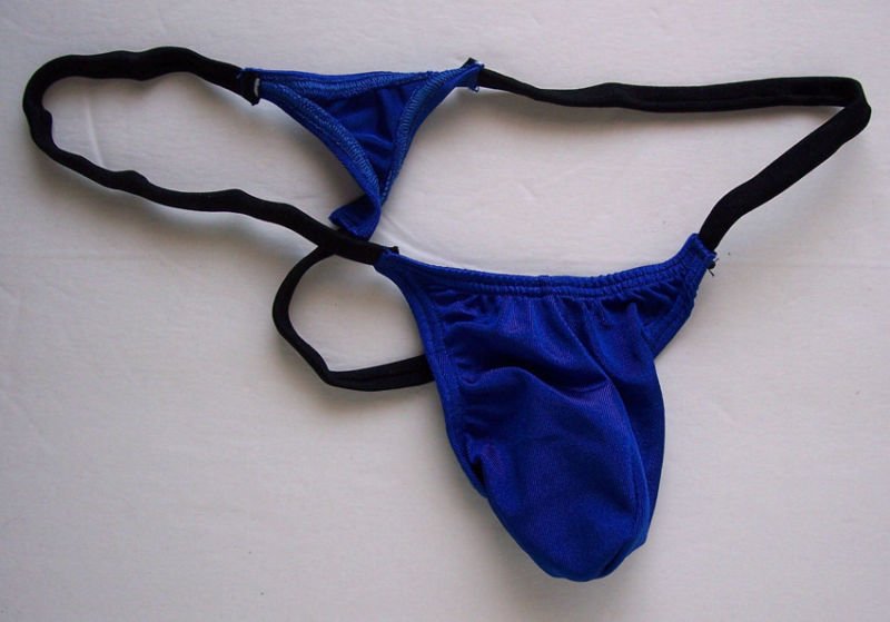 RC449 C45 Hot Men Sexy Stretch Swim String Thong royal Pouch black Strings