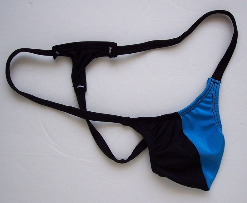 RC449 C45 Hot Men Sexy Stretch Swim String Thong Turquoise/black Pouch black Strings