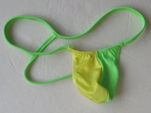 K452 Mens Sexy String Thong Contoured Pouch 2-color-pouch green/yellow