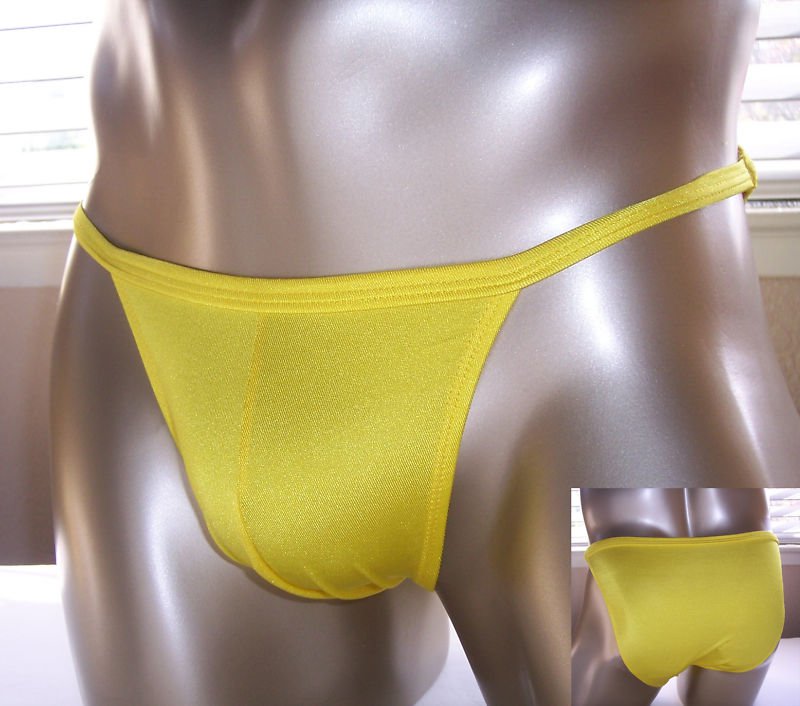 RA436 Hot Sexy Men String Bikini Shiny Swim Tricot Yellow