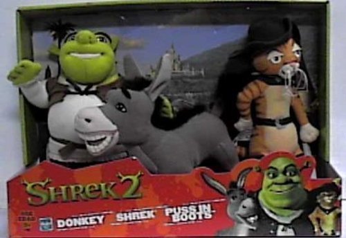 Shrek 2 Set of 3 Plush - Donkey, Shrek & Puss in Boots