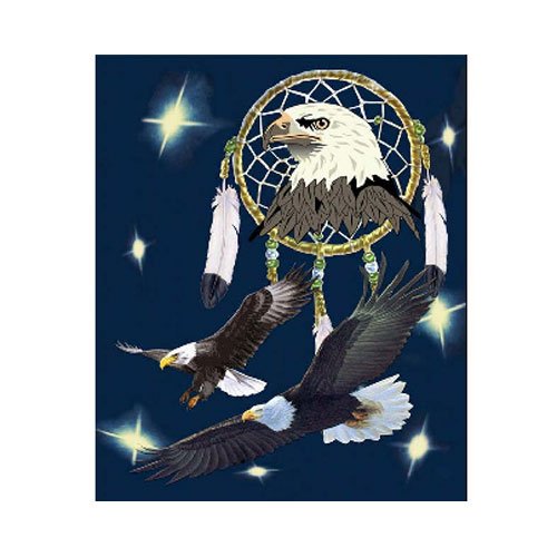 American Bald Eagle Indian Dream Catcher Queen Mink Style Blanket