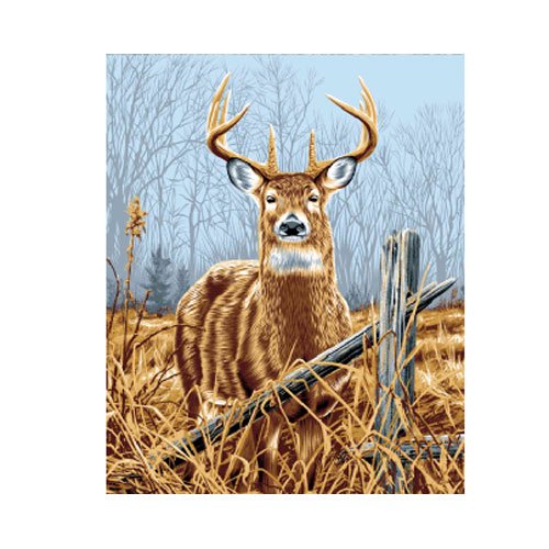 Large Antlers Buck Deer Nature Blue Brown Colorful Queen Mink Style Blanket