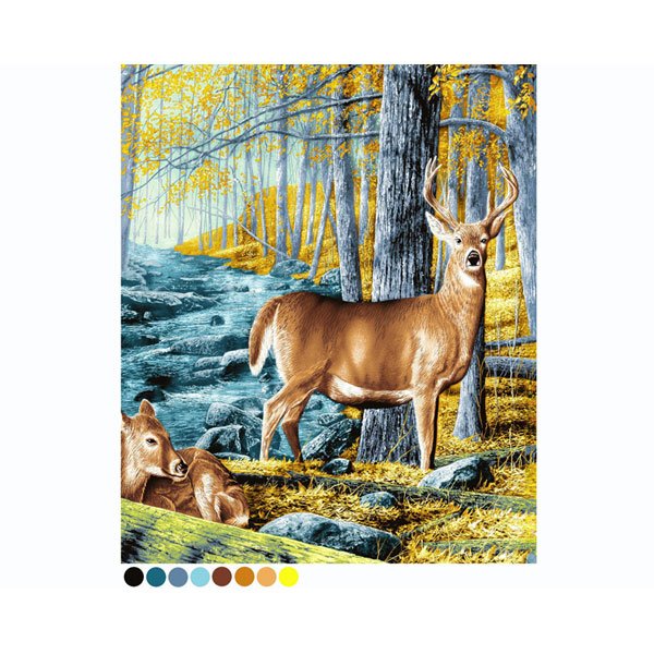 Multi Colored Woods Standing Deer Baby Fawn Queen Mink Style Blanket