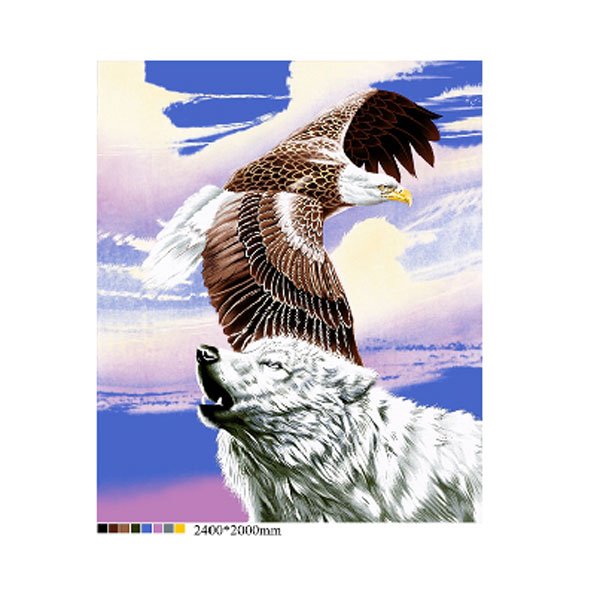 White Wolf American Bald Eagle Purple Sky Queen Mink Style Blanket