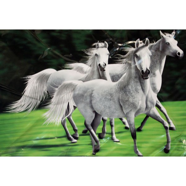 Wild White Horses Animal White Black Green Color Queen Mink Style Blanket