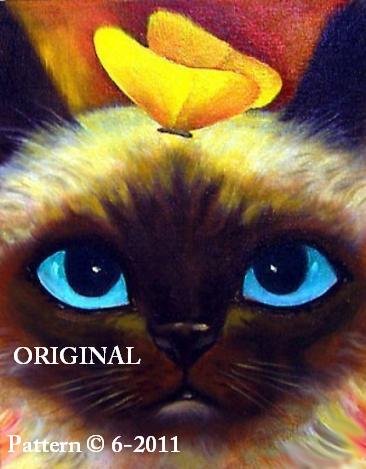 Blue Eyes & Butterflys Cross Stitch Pattern Cats ~ETP~