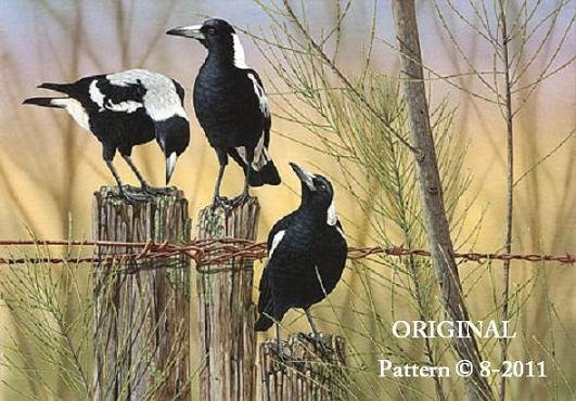 3 Magpies Cross Stitch Pattern Birds ~ETP~