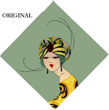 Flapper W Turban Cross Stitch Pattern Roaring 20's ETP