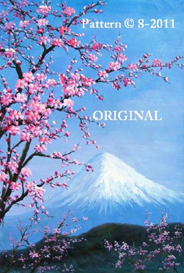 Mt. Fuji & Cherry Blossoms... ~Counted~ Cross Stitch Pattern ETP