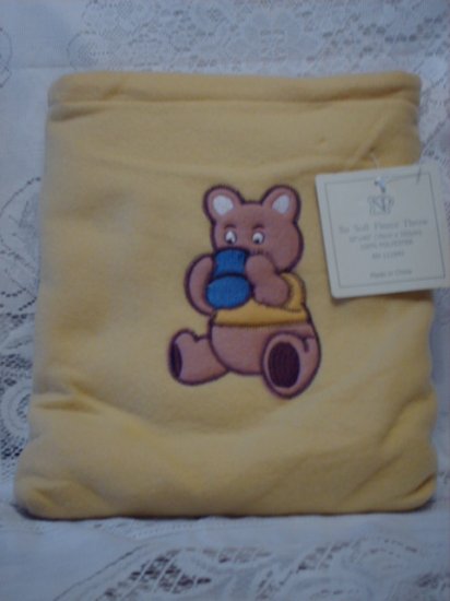 Yellow Fleece Baby Blanket with Matching Bag - Bear