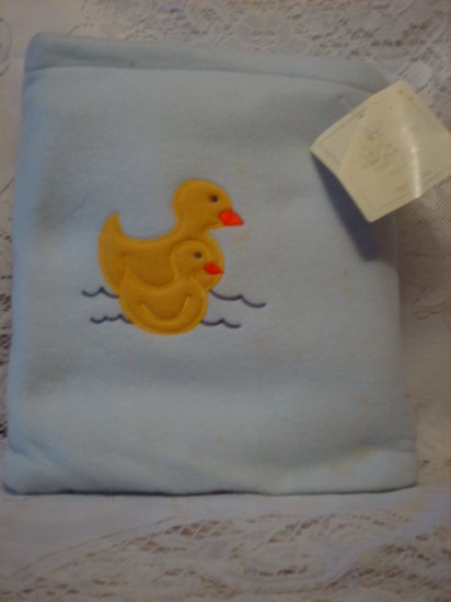Blue Fleece Baby Blanket with Matching Bag - Ducks