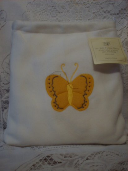 White Fleece Baby Blanket with Matching Bag - Butterfly