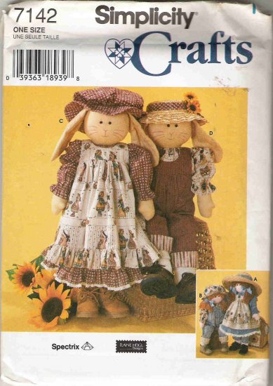 Simplicity Crafts 7142 Rag Doll or Bunny and Clothes