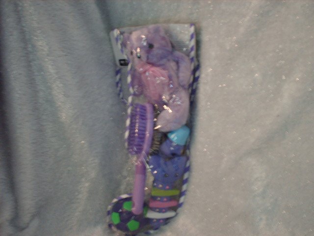 Purple Stocking filled with Doggie Treasures
