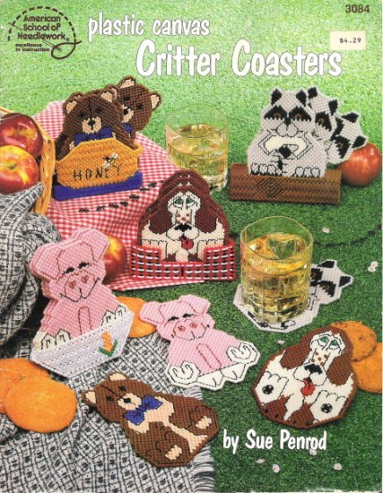 Plastic Canvas Critter Coasters 9 Designs by American School of Needlework #2PCSC