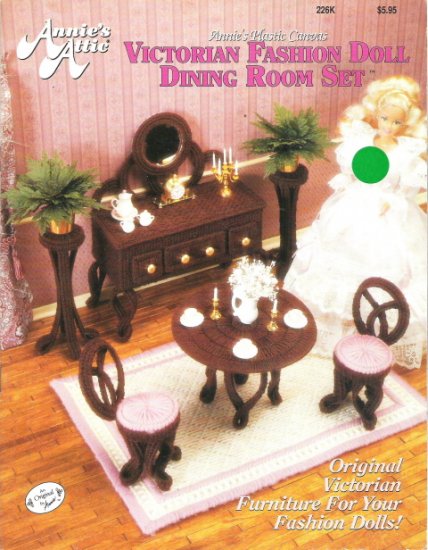 Plastic Canvas Victorian Fashion Doll Dining Room Set Book #2PC