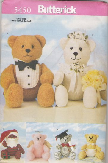 Butterick 5450 18" Special Occasion Bears with six sets of non-removable accessories