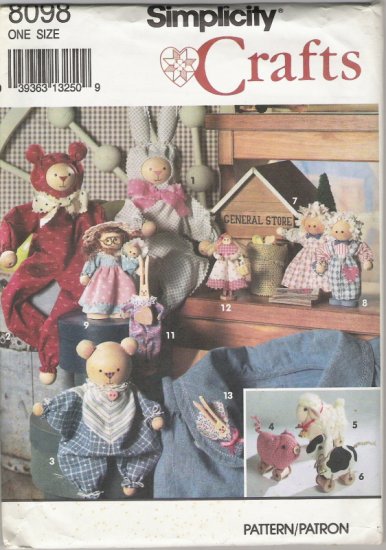 Simplicity Crafts 8098 Angel Spool Ornaments, Bunnies, and Teddys 15 Different Projects