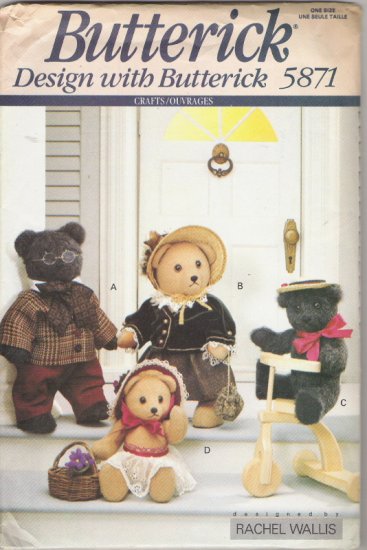 Butterick 5871 Rachel Wallis Family Bears 11" and 15"