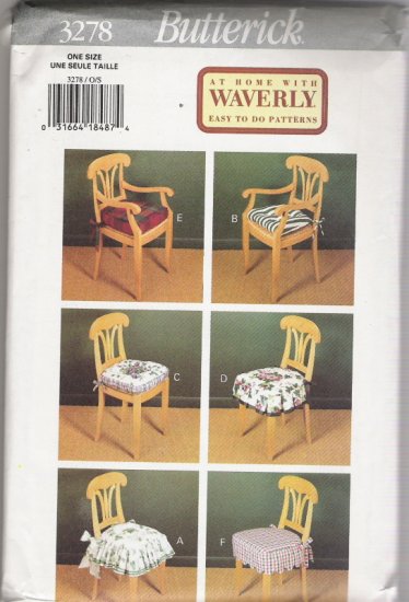 Butterick 3278 At Home With Waverly Easy to do Patterns for 6 different Chair Pads