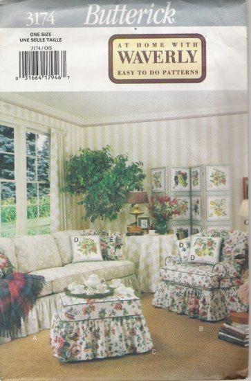 Butterick 3174 At Home With Waverly Easy to do Patterns Slipcovers