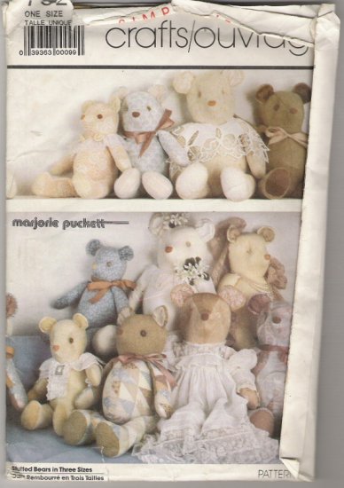 Simplicity Crafts 7826 Bears in 3 Sizes 18 1/2",22",24"