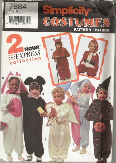 Simplicity Costumes 7984 "2 Hour Express Collection" Childrens Sizes 1-4