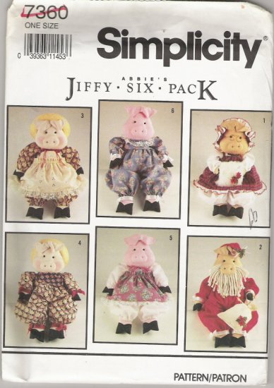 Simplicity 7360 Abbie's Jiffy Six Pack Pigs and Clothes