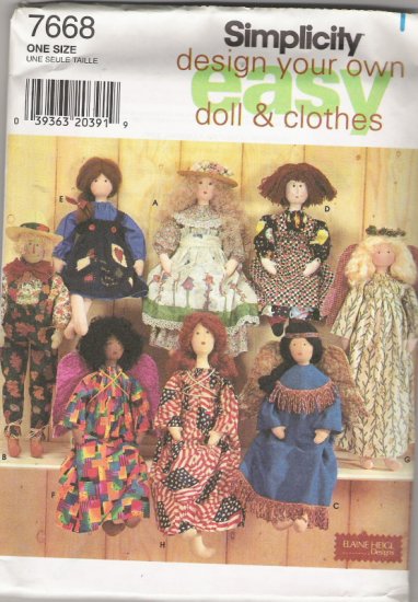 Simplicity Crafts 7668 EasyDesign Your Own Doll and Clothes 28" Doll