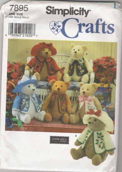 Simplicity Crafts 7895 18" Bear and Clothes/Permanent Ink Transfers