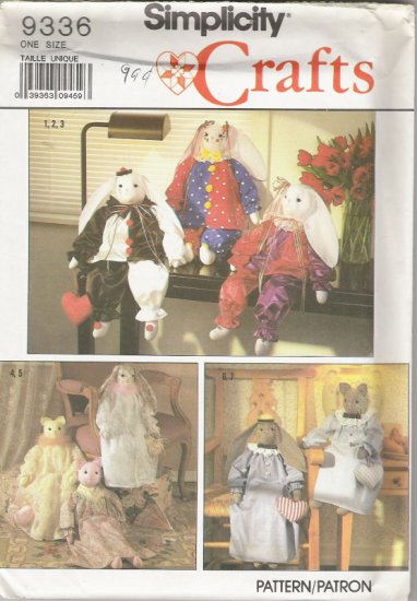 Simplicity Crafts 9336 Decorative Stuffed 24" Bunny and Cat and Clothes