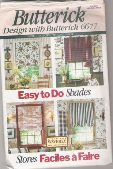 Butterick 6677 Home Decorating/Maisons Decor Easy To Do Shades and Picture Hanger