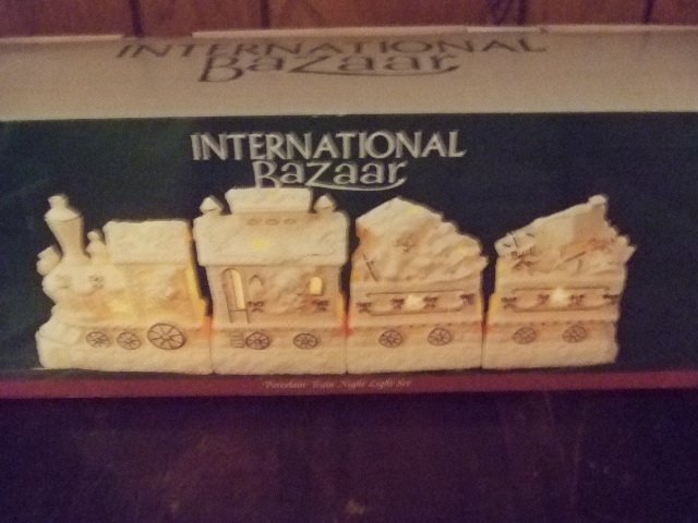 International Bazaar 4 Piece Porcelain Train Night Light Set